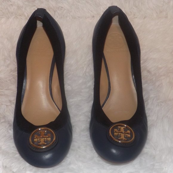 Blue Leather Tory Burch Women's Jolie Size 8 M